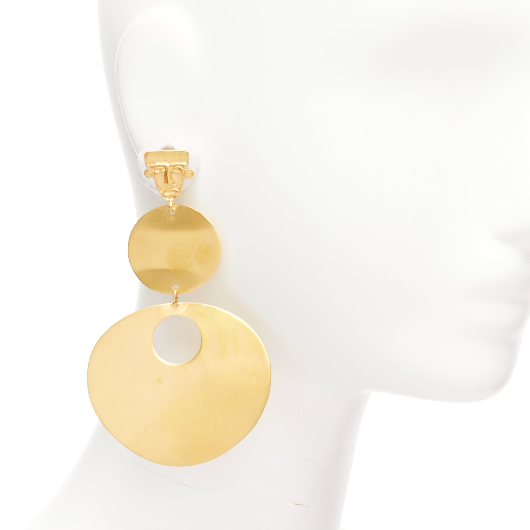 Unsigned / متعددة Tribal Face Earrings - Back view