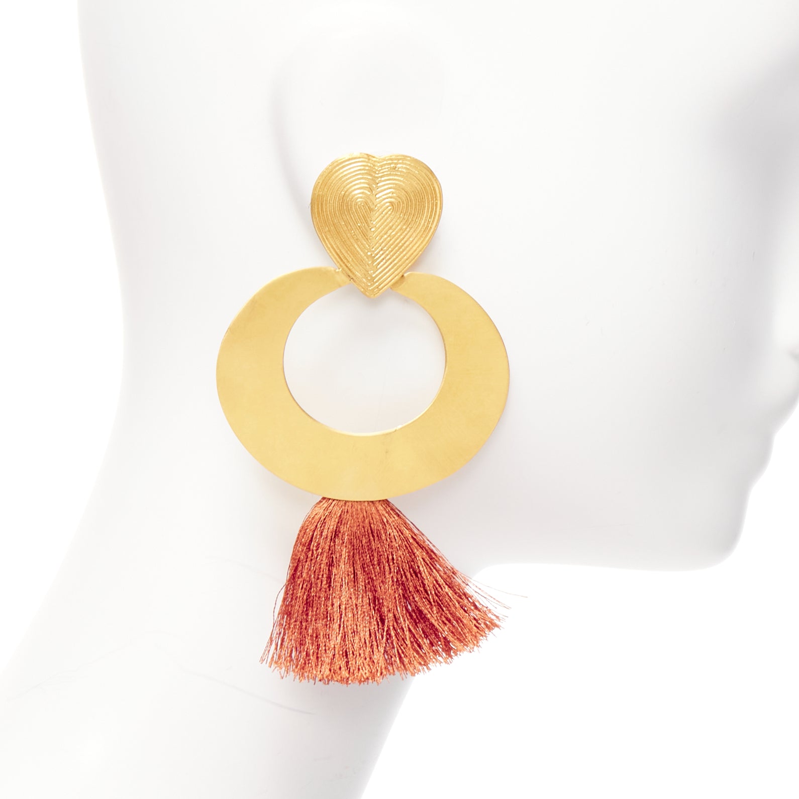 Unsigned / متعددة Heart Tassel Earrings - Image 6