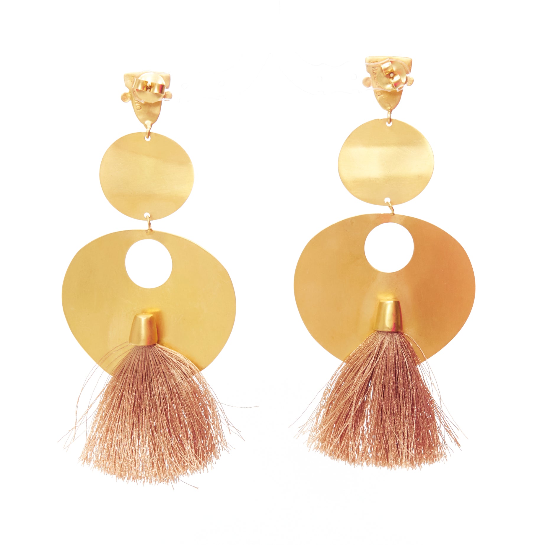 Unsigned / متعددة Tribal Beige Earrings - Image 6