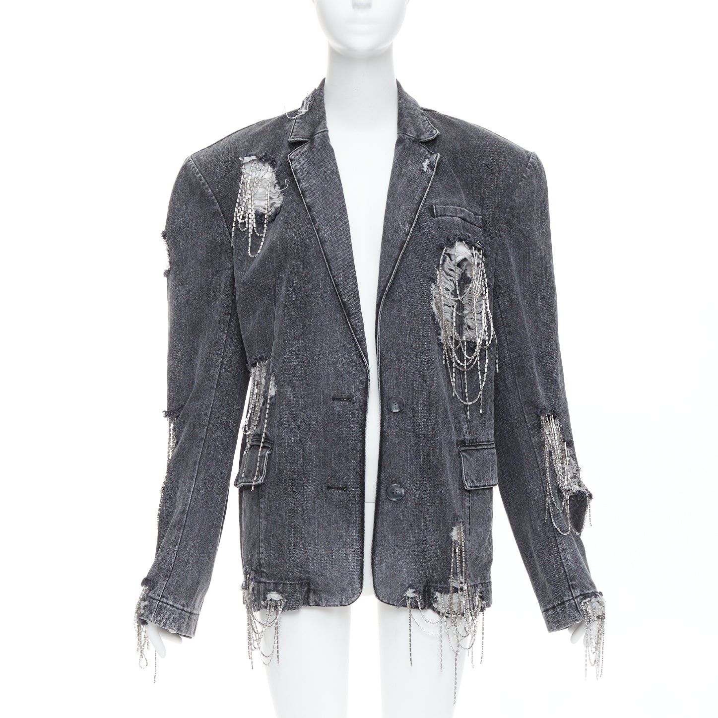 Unsigned / متعددة Beaded Chain Blazer - Image 6