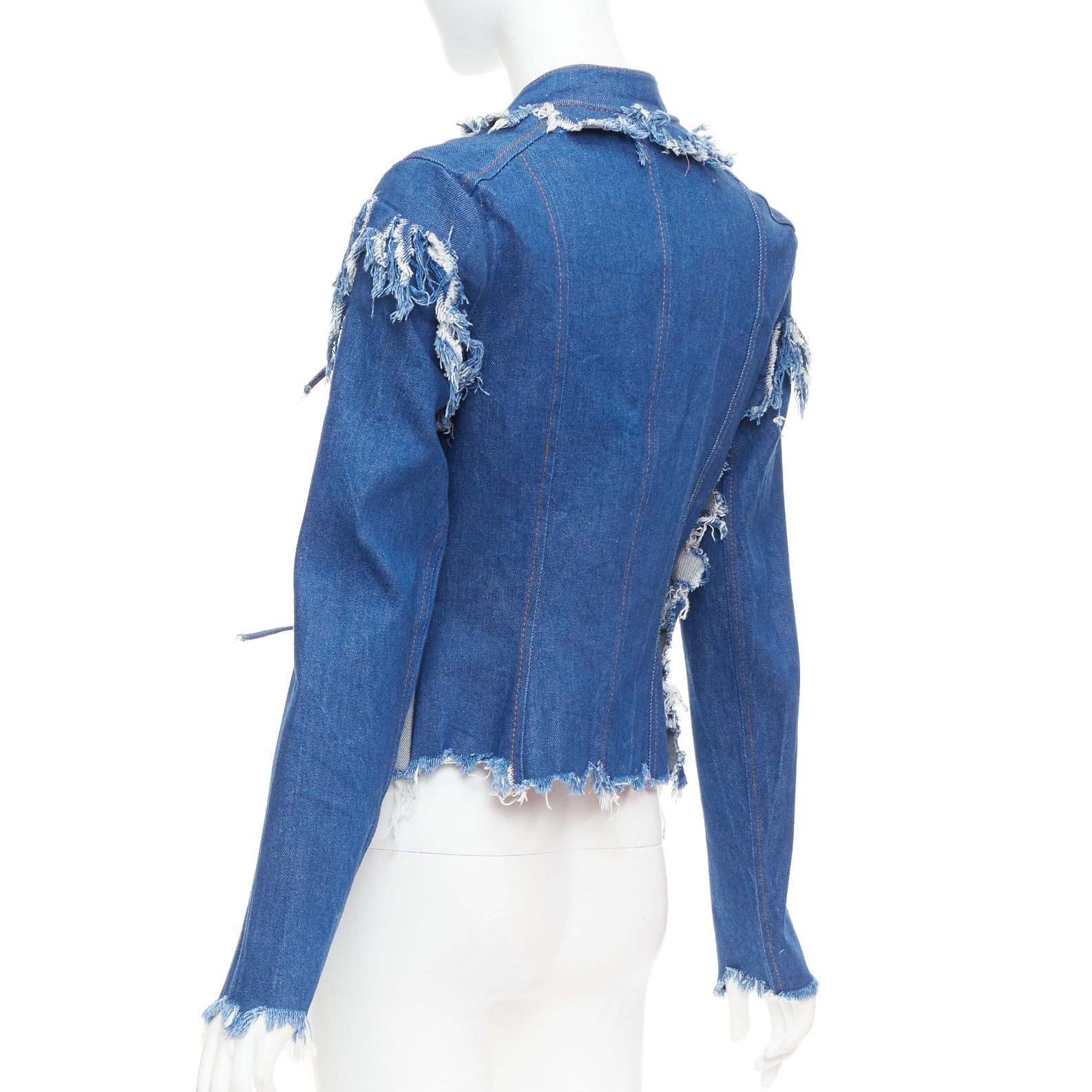 Unsigned / متعددة Blue Shredded Denim Jacket - Detail 1