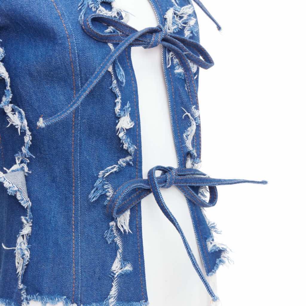 Unsigned / متعددة Blue Shredded Denim Jacket - Detail 2