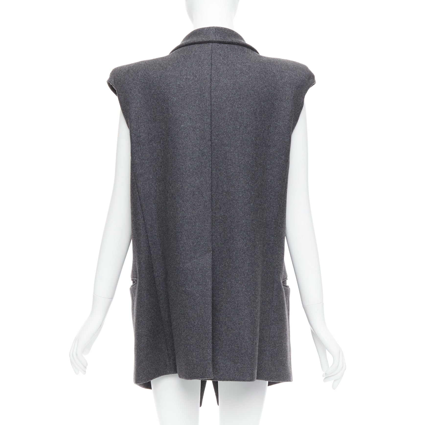 Unsigned / متعددة Grey Sleeveless Vest Coat - Side view