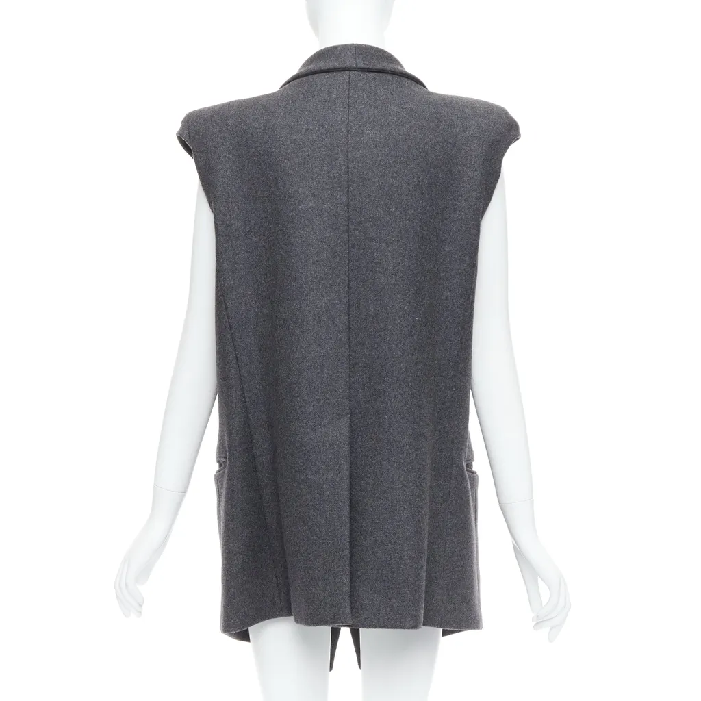 Unsigned Grey Sleeveless Vest Coat Grey Wool Never worn - Box View