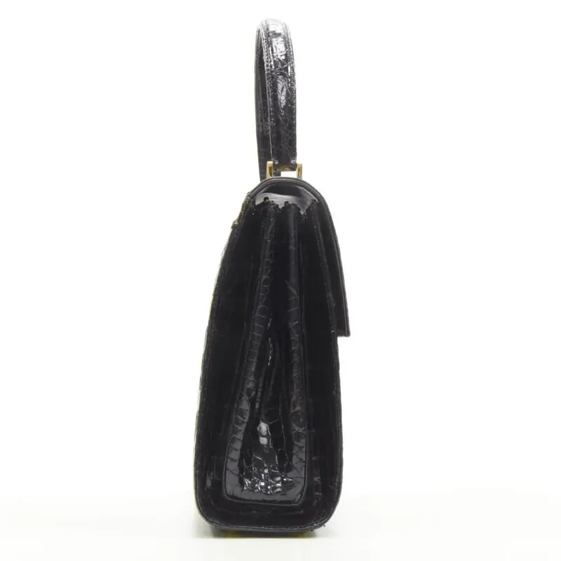 Unsigned Polished Satchel Bag Black Leather Very good - Model View