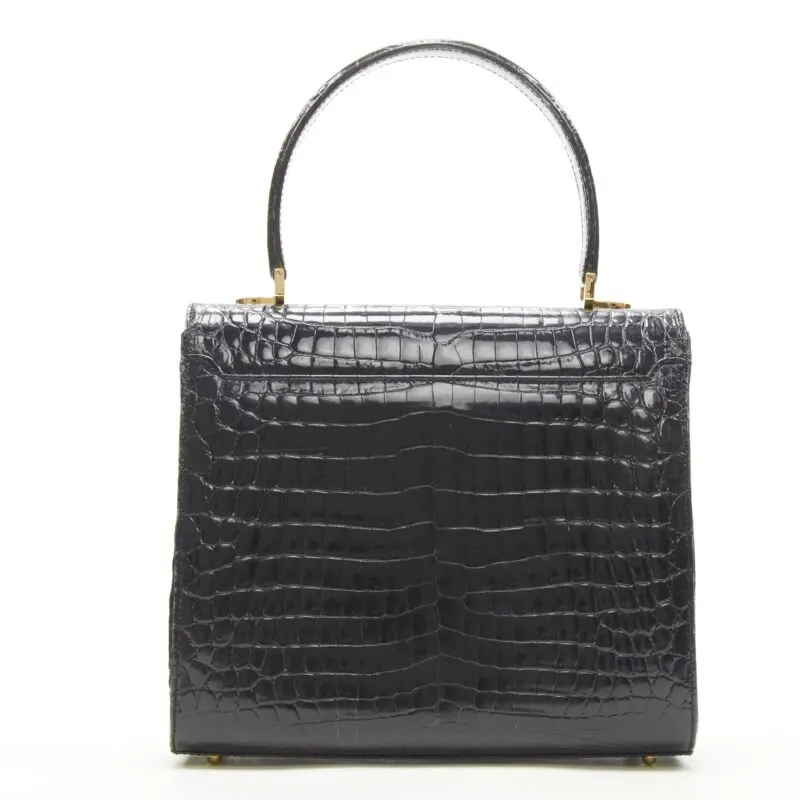 Unsigned Polished Satchel Bag Black Leather Very good - Box View