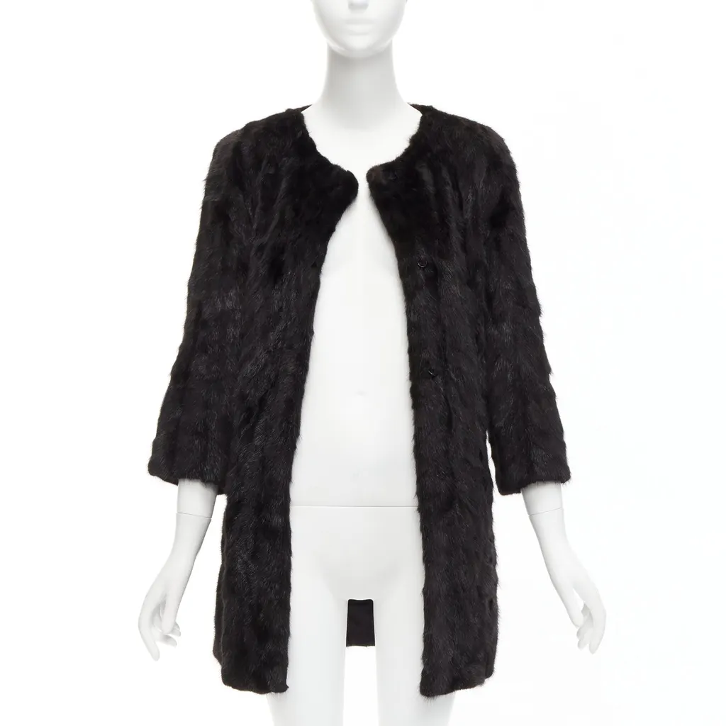 Unsigned Brown Fur Cropped Coat Brown Fur Never worn - Front View