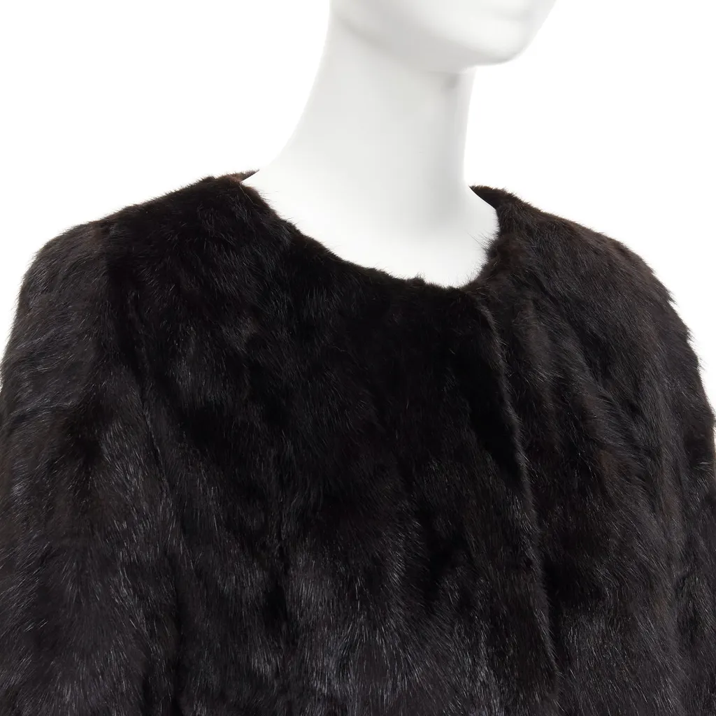 Unsigned Brown Fur Cropped Coat Brown Fur Never worn - Back View