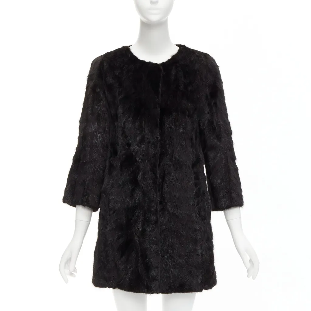 Unsigned Brown Fur Cropped Coat Brown Fur Never worn - Inside View