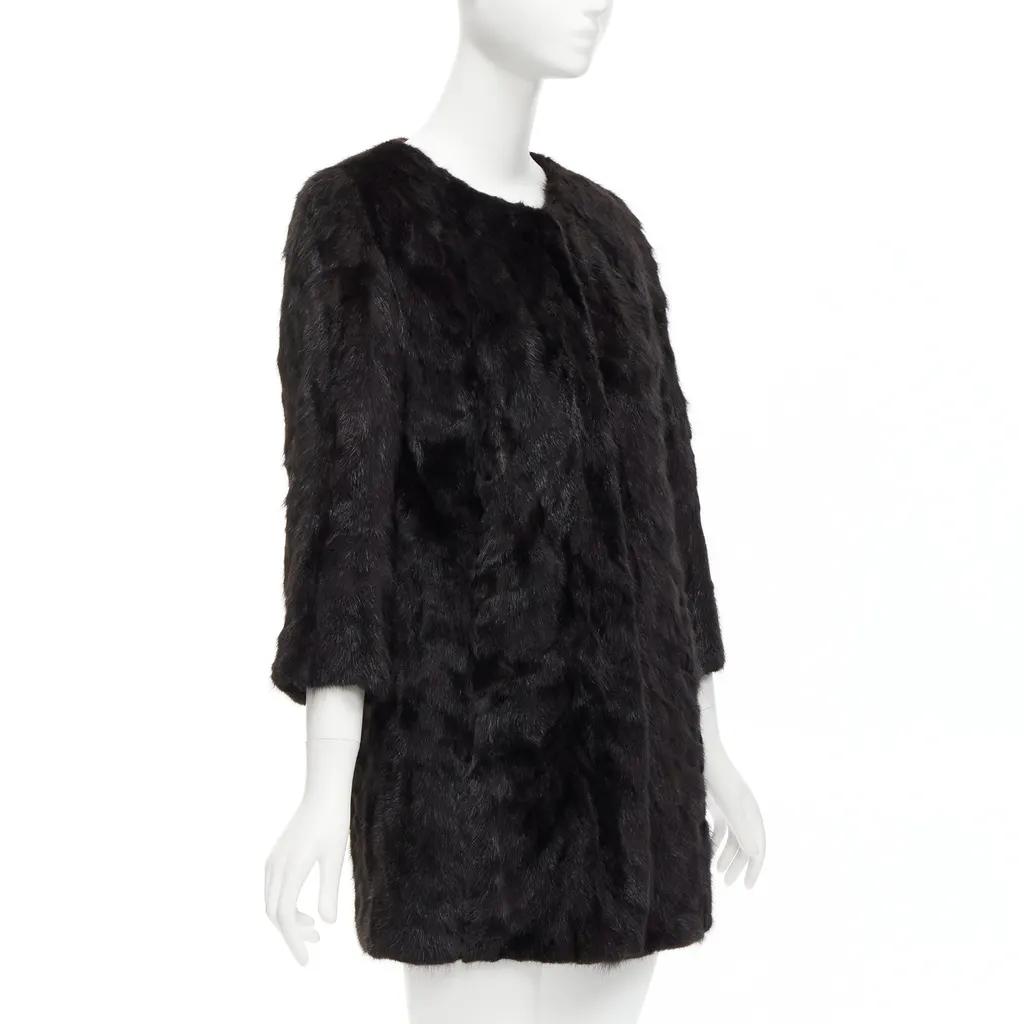 Unsigned Brown Fur Cropped Coat Brown Fur Never worn - Model View