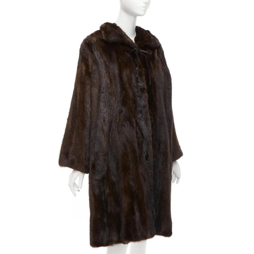 Unsigned Brown Fur Longline Coat Brown Fur Very good - Inside View