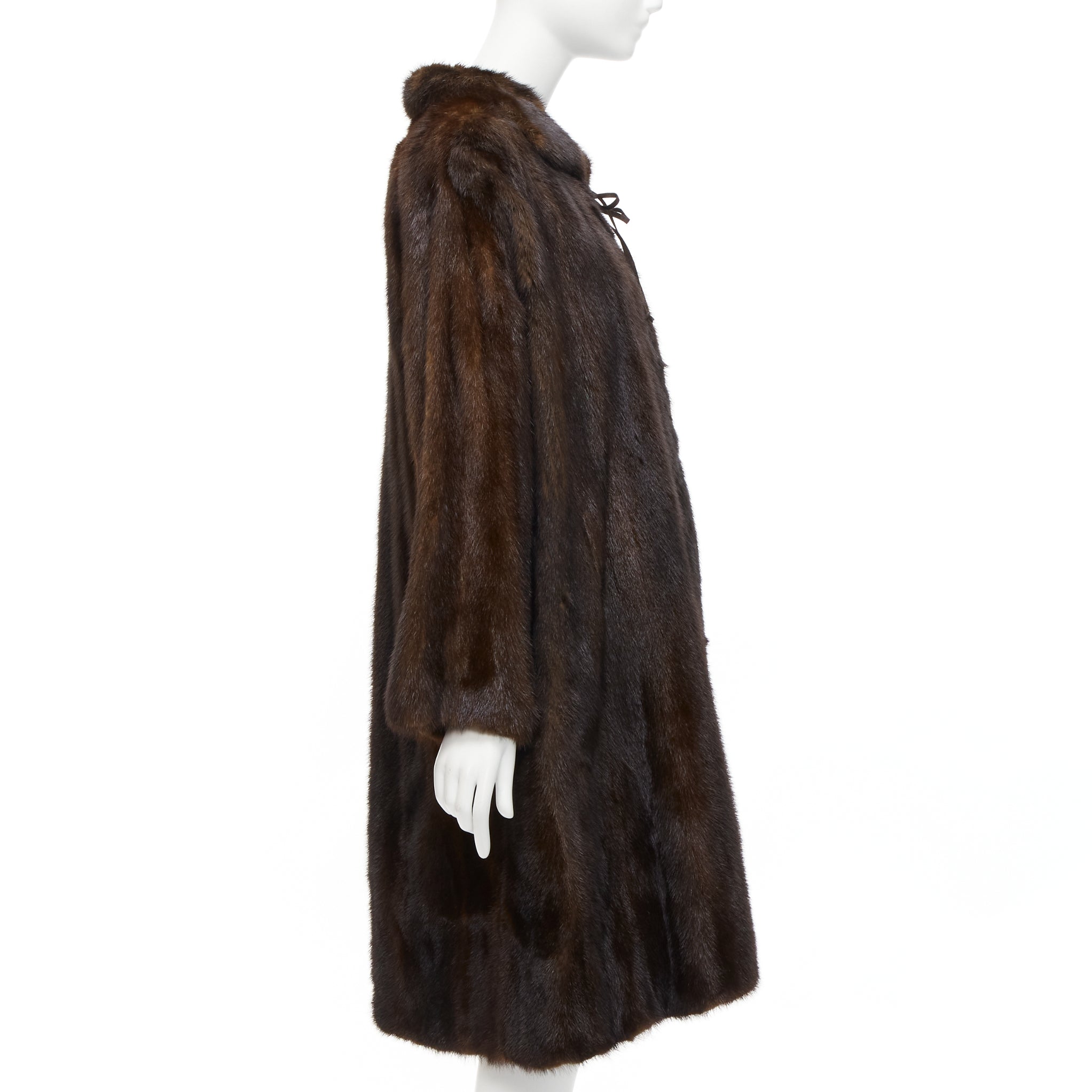 Unsigned / متعددة Brown Fur Longline Coat - 4