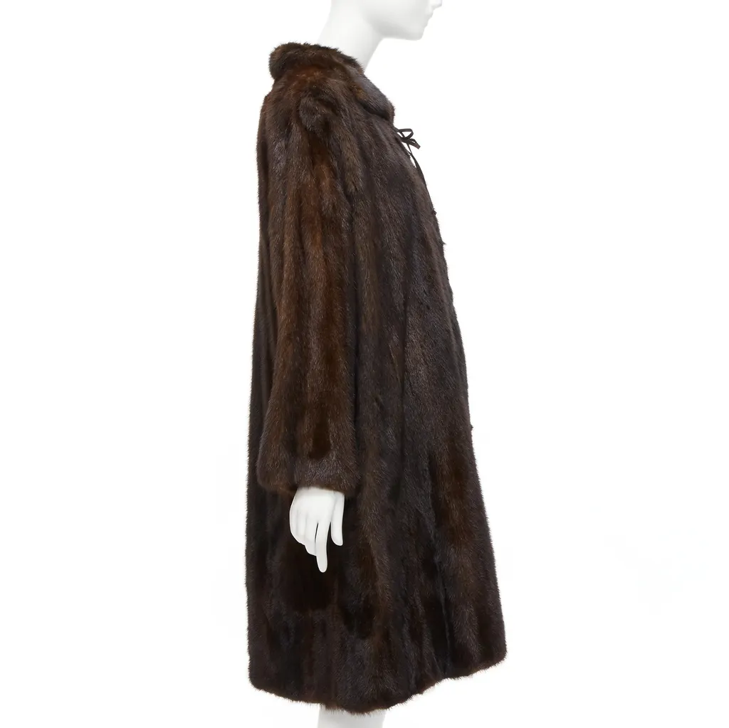 Unsigned Brown Fur Longline Coat Brown Fur Very good - Model View