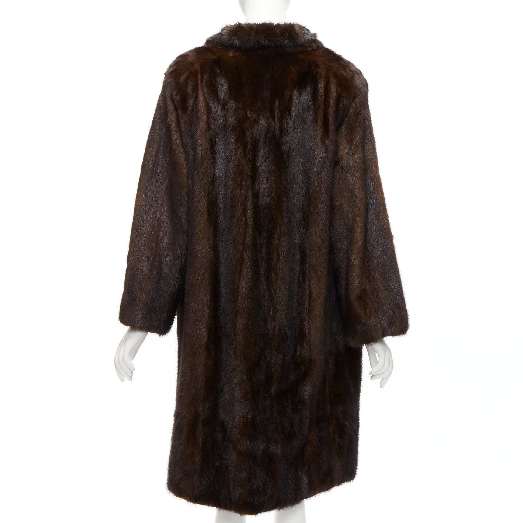 Unsigned / متعددة Brown Fur Longline Coat - Side view