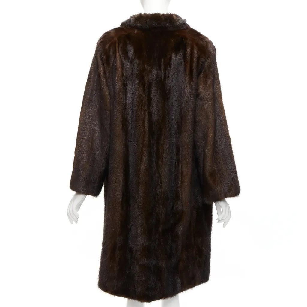 Unsigned Brown Fur Longline Coat Brown Fur Very good - Box View