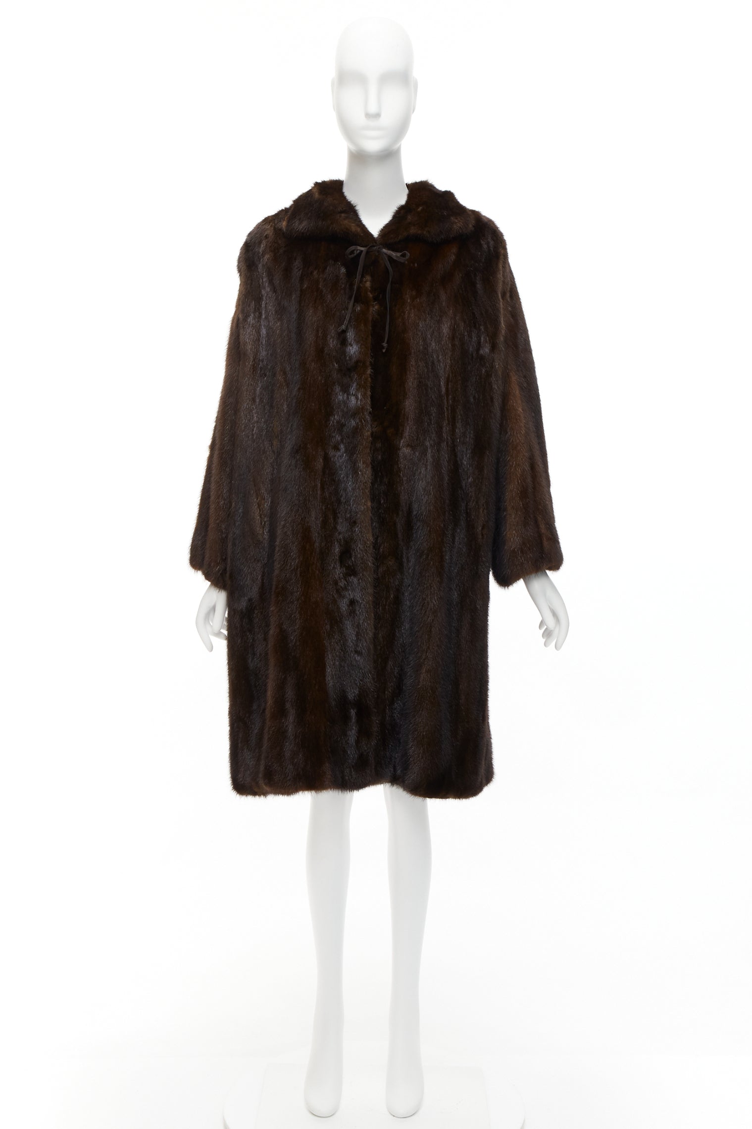 Unsigned / متعددة Brown Fur Longline Coat - Image 10