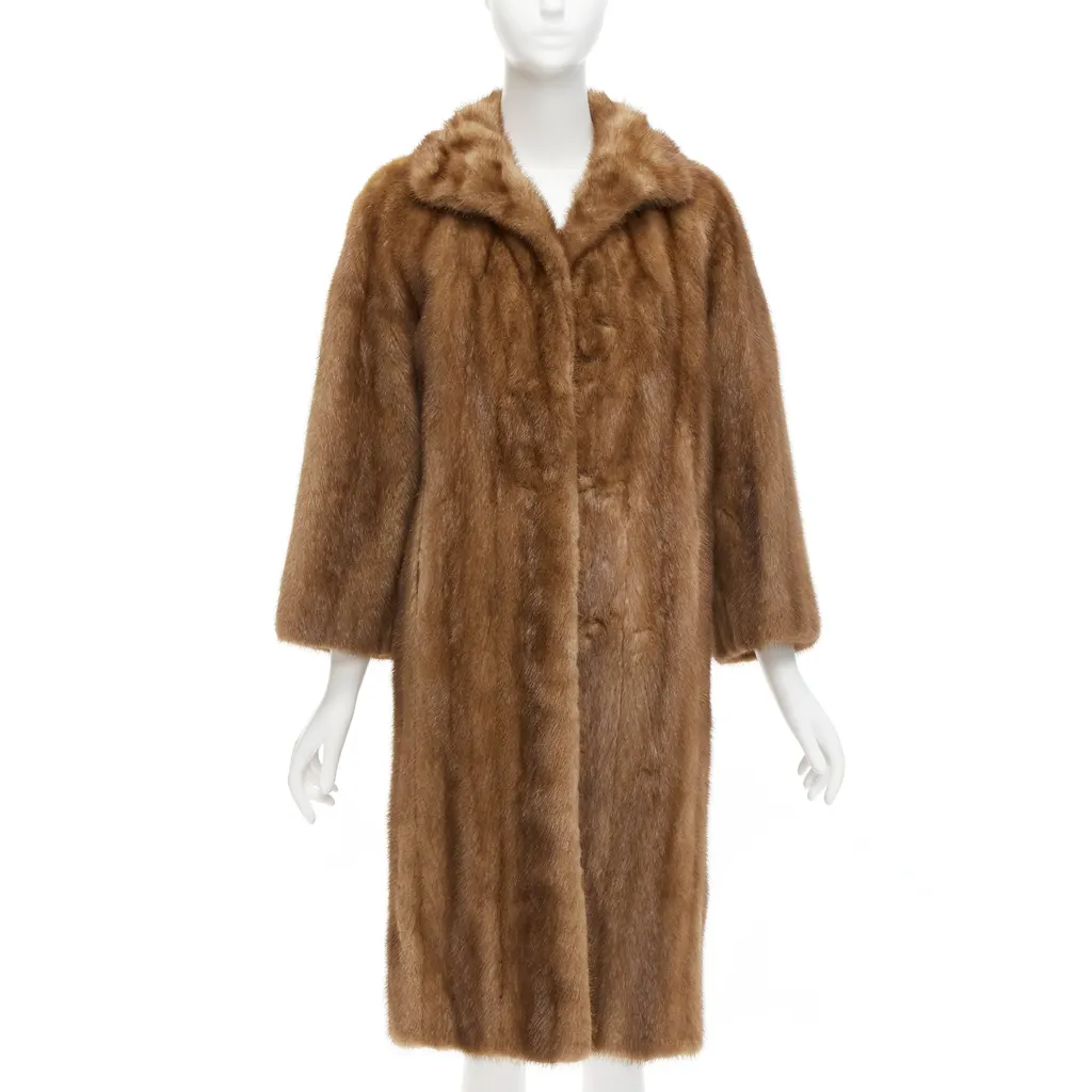 Unsigned Brown Fur Hook Coat Brown Fur Very good - Front View