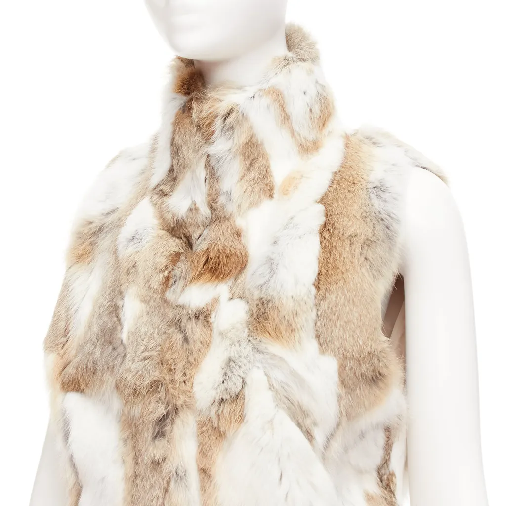 Unsigned Brown Patchwork Vest Brown Fur Very good - Back View