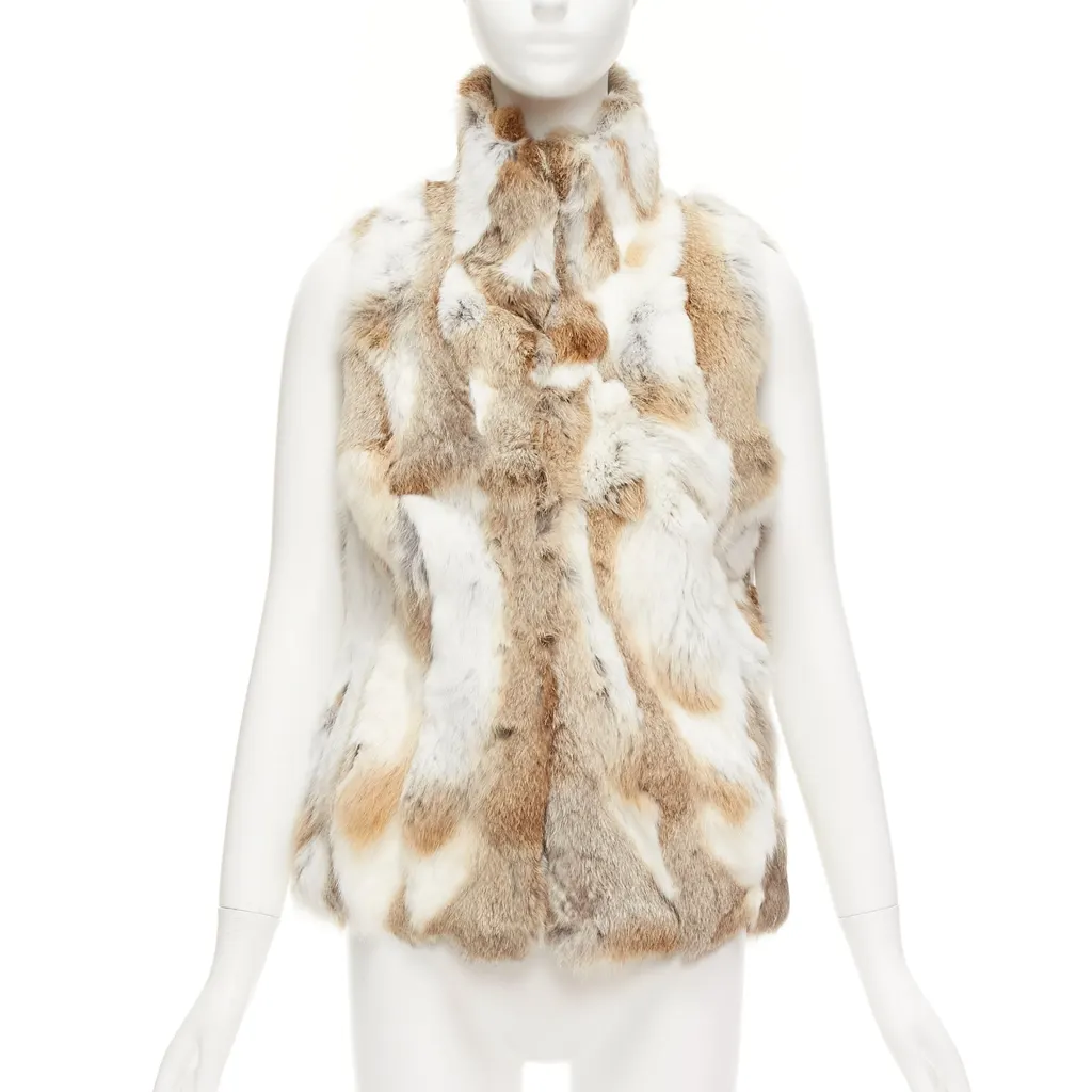 Unsigned Brown Patchwork Vest Brown Fur Very good - Inside View