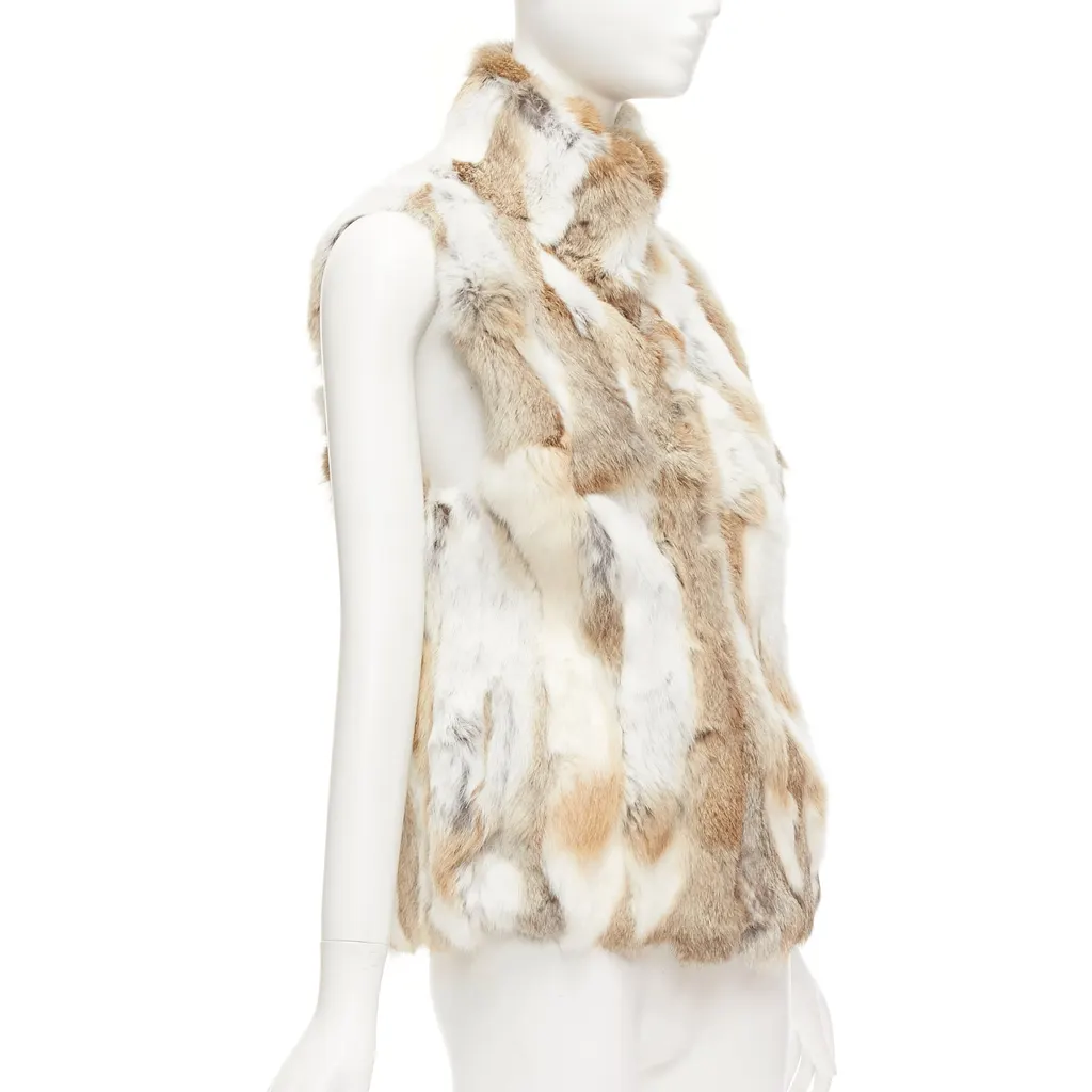 Unsigned Brown Patchwork Vest Brown Fur Very good - Model View