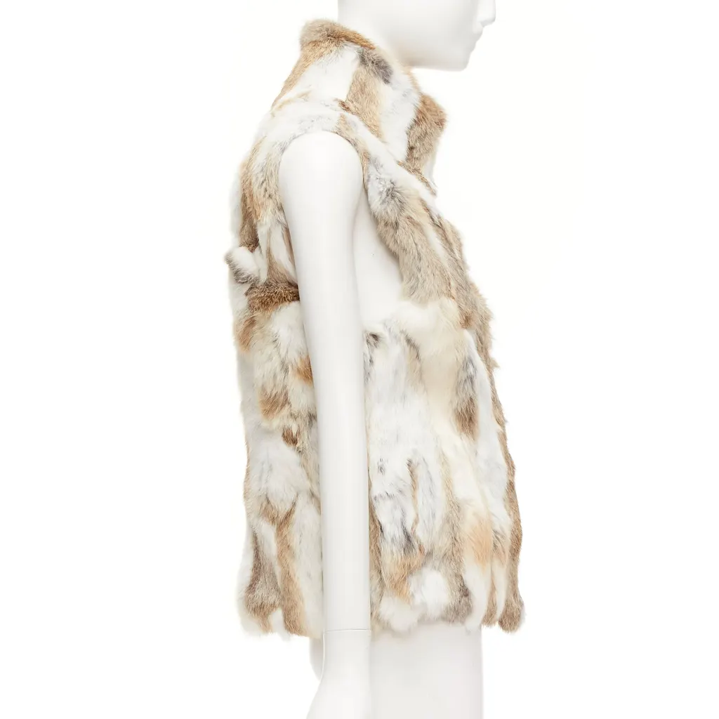 Unsigned Brown Patchwork Vest Brown Fur Very good - Box View