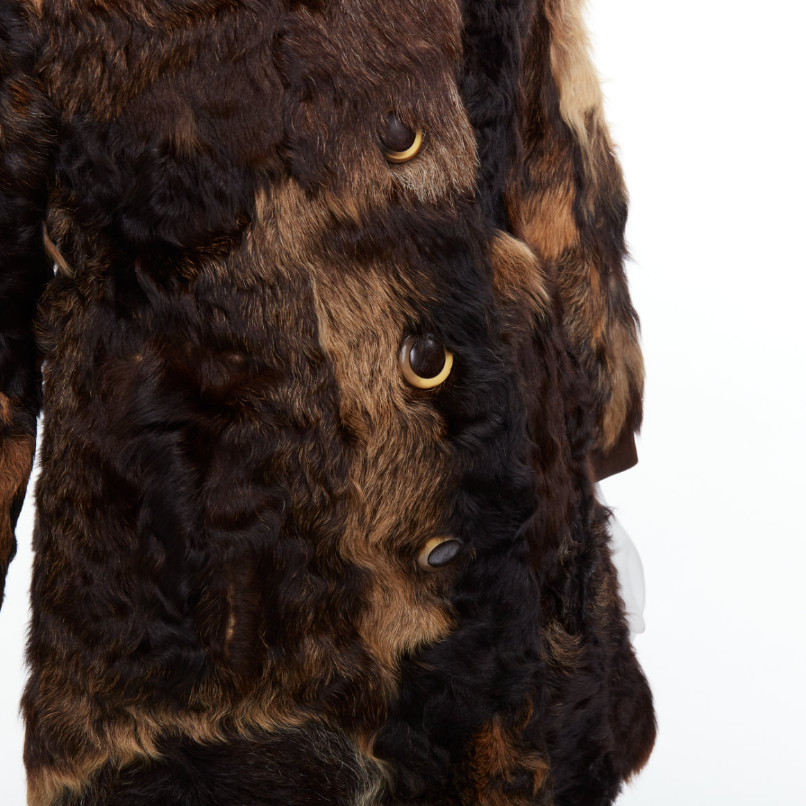 Unsigned / متعددة Brown Fur Leather Coat - Back view
