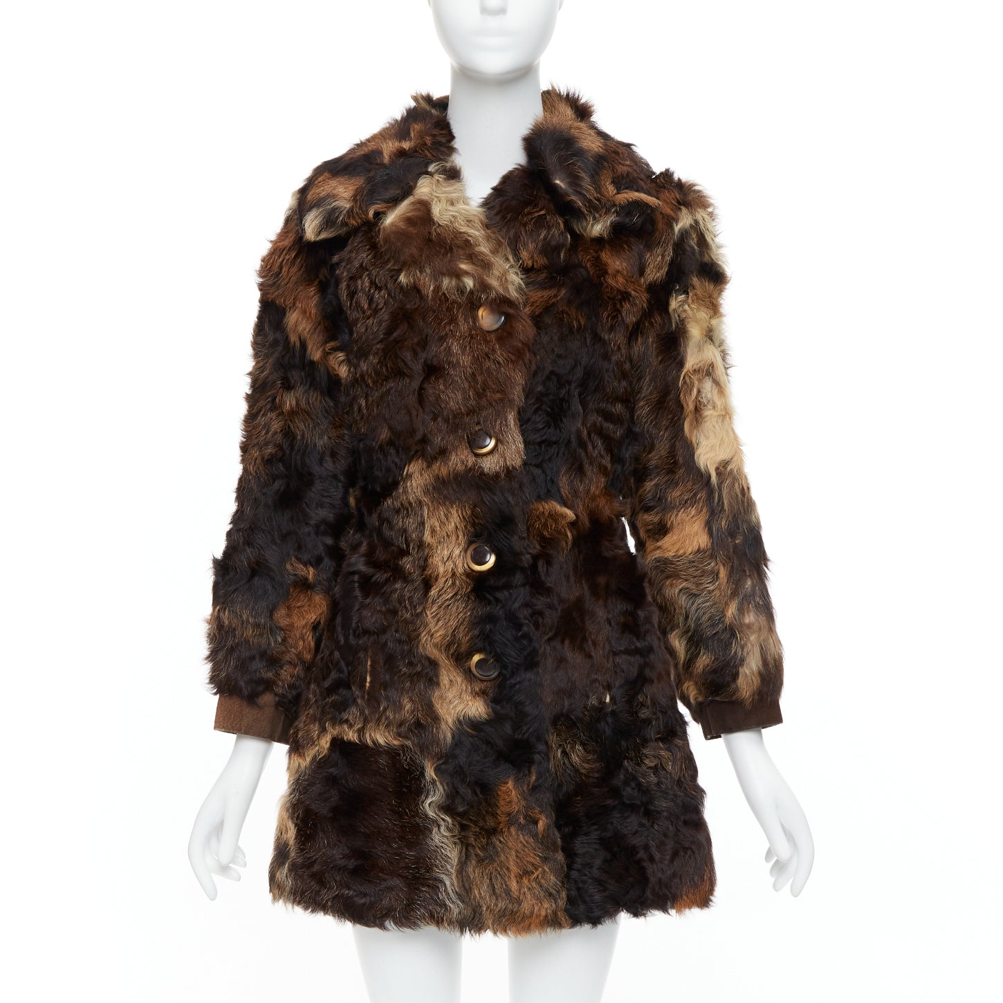 Unsigned / متعددة Brown Fur Leather Coat - Image 6