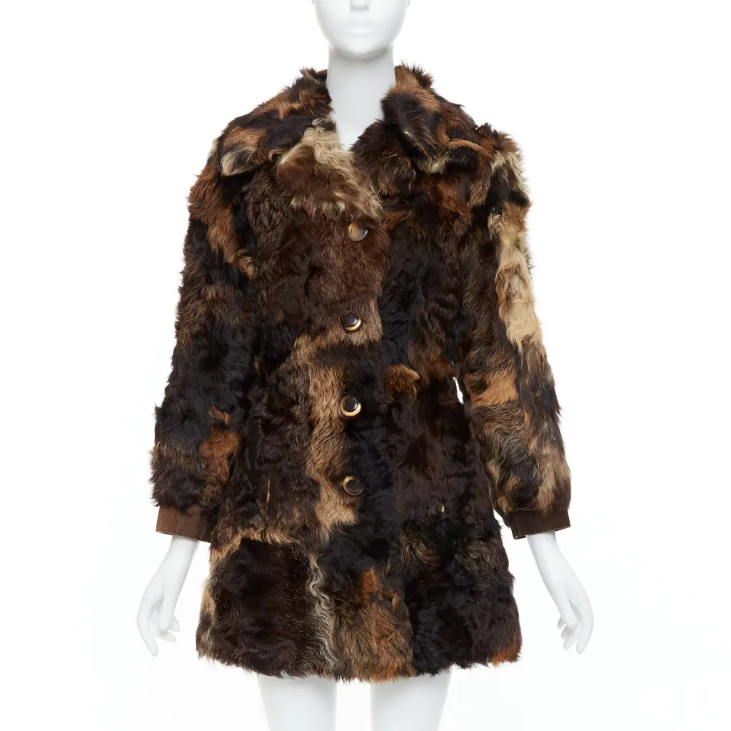 Unsigned Brown Fur Leather Coat Brown Fur Fair - Inside View