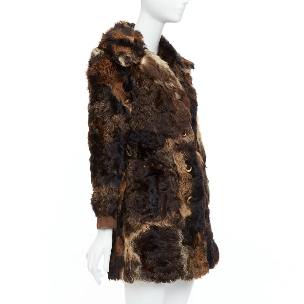Unsigned Brown Fur Leather Coat Brown Fur Fair - Model View