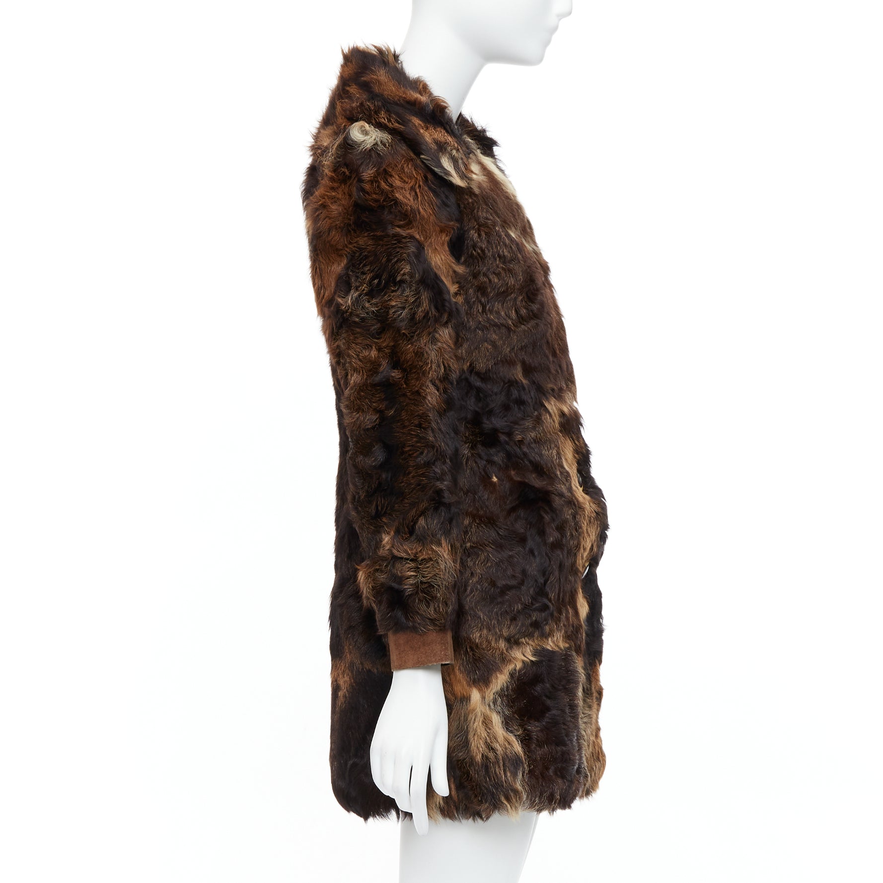 Unsigned / متعددة Brown Fur Leather Coat - Side view