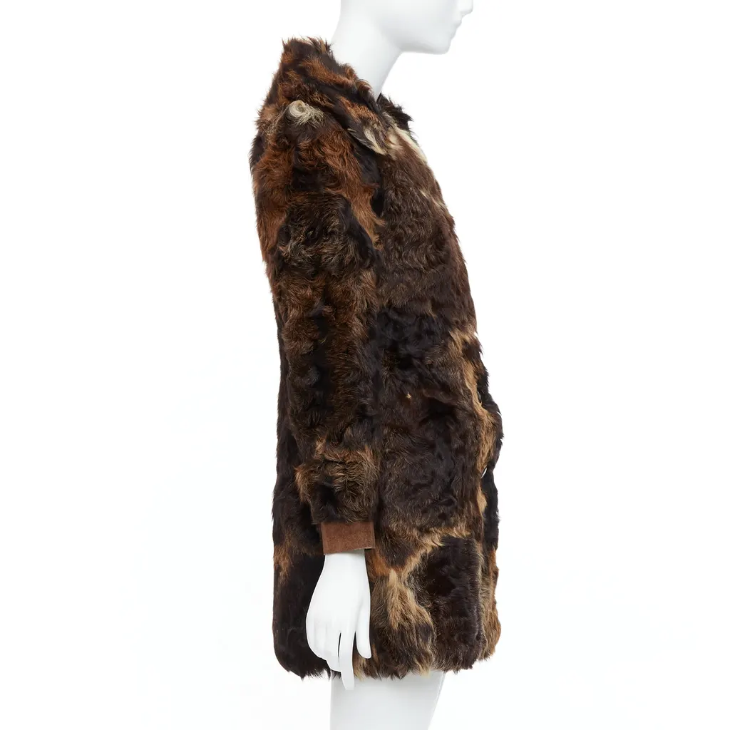 Unsigned Brown Fur Leather Coat Brown Fur Fair - Box View