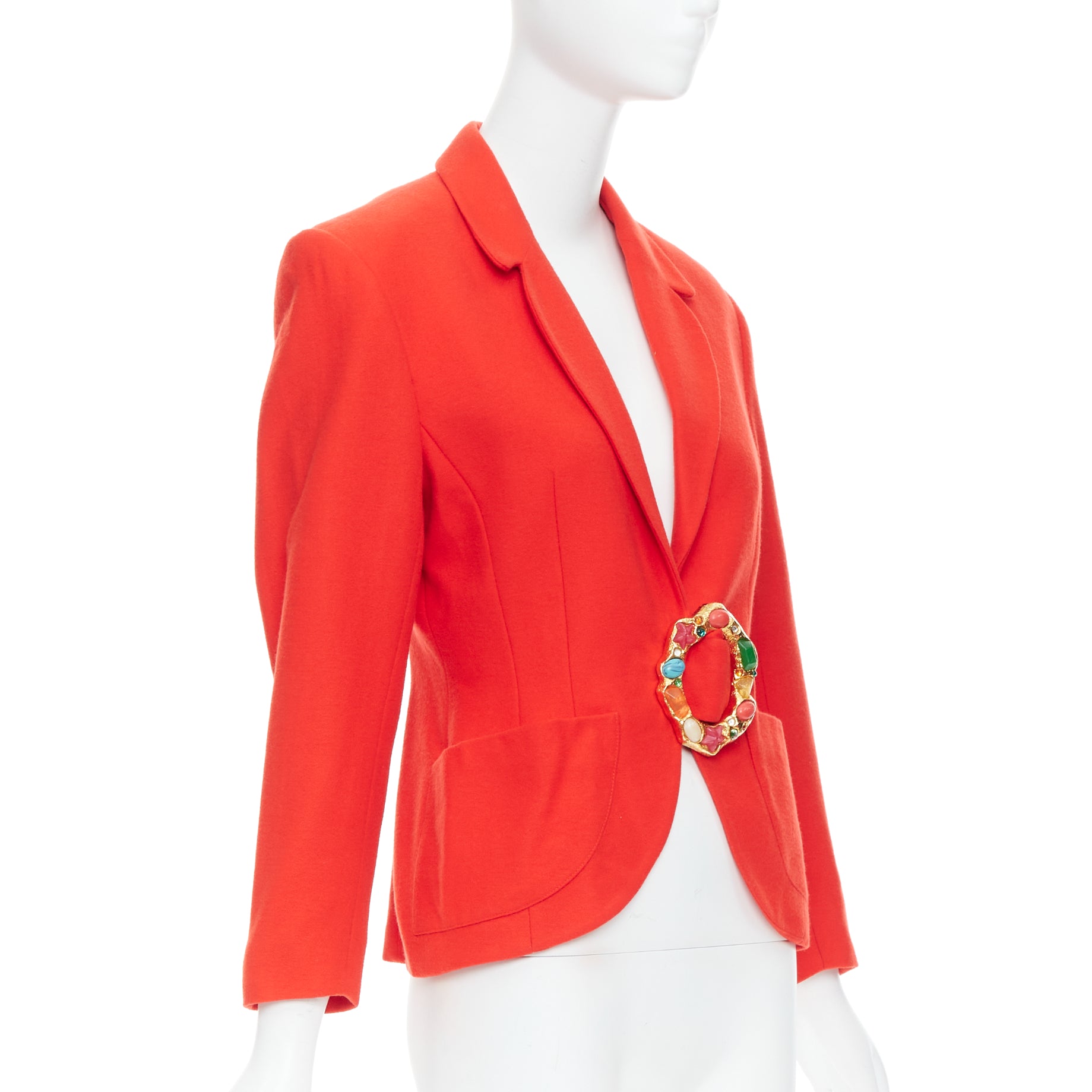 Unsigned / متعددة Multicolor Buckle Blazer - 4
