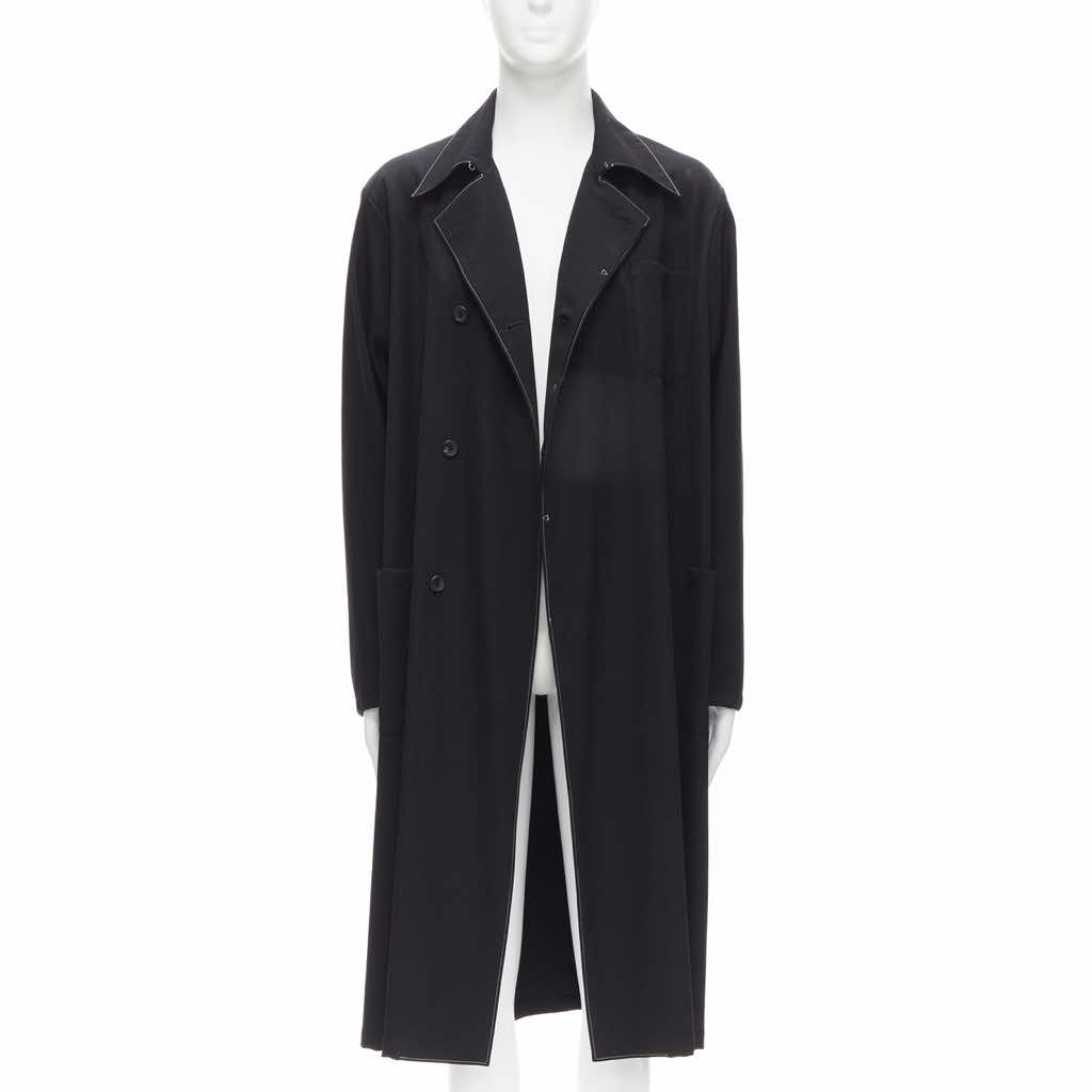 Yohji Yamamoto Black White Draped Coat