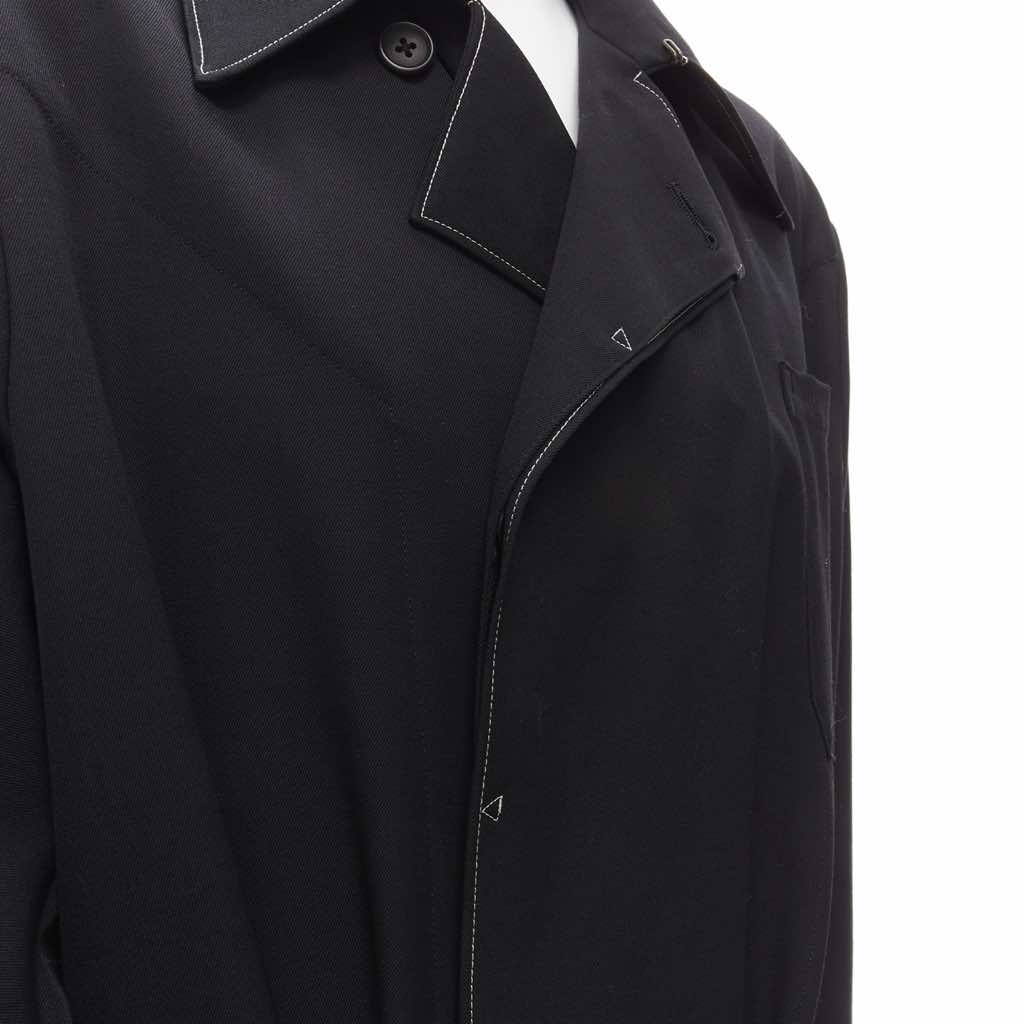 Yohji Yamamoto Black White Draped Coat - Image 14