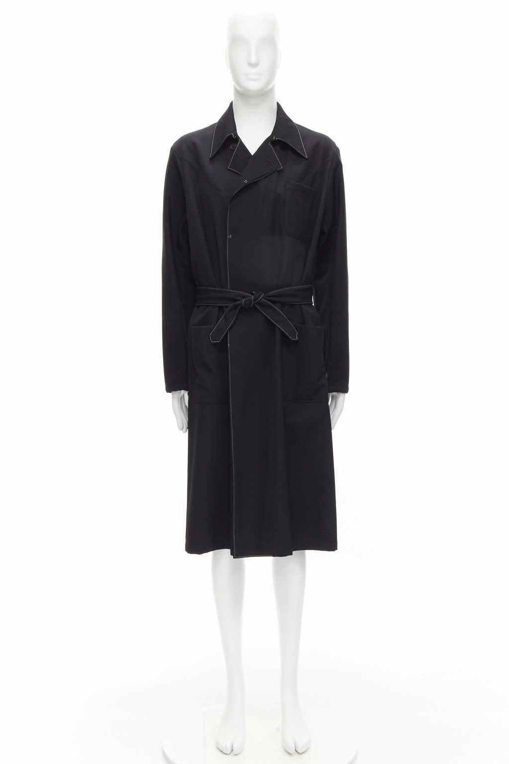 Yohji Yamamoto Black White Draped Coat - Image 17