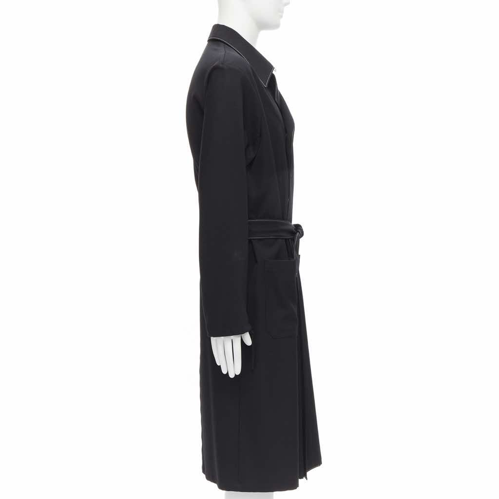 Yohji Yamamoto Black White Draped Coat - Side view