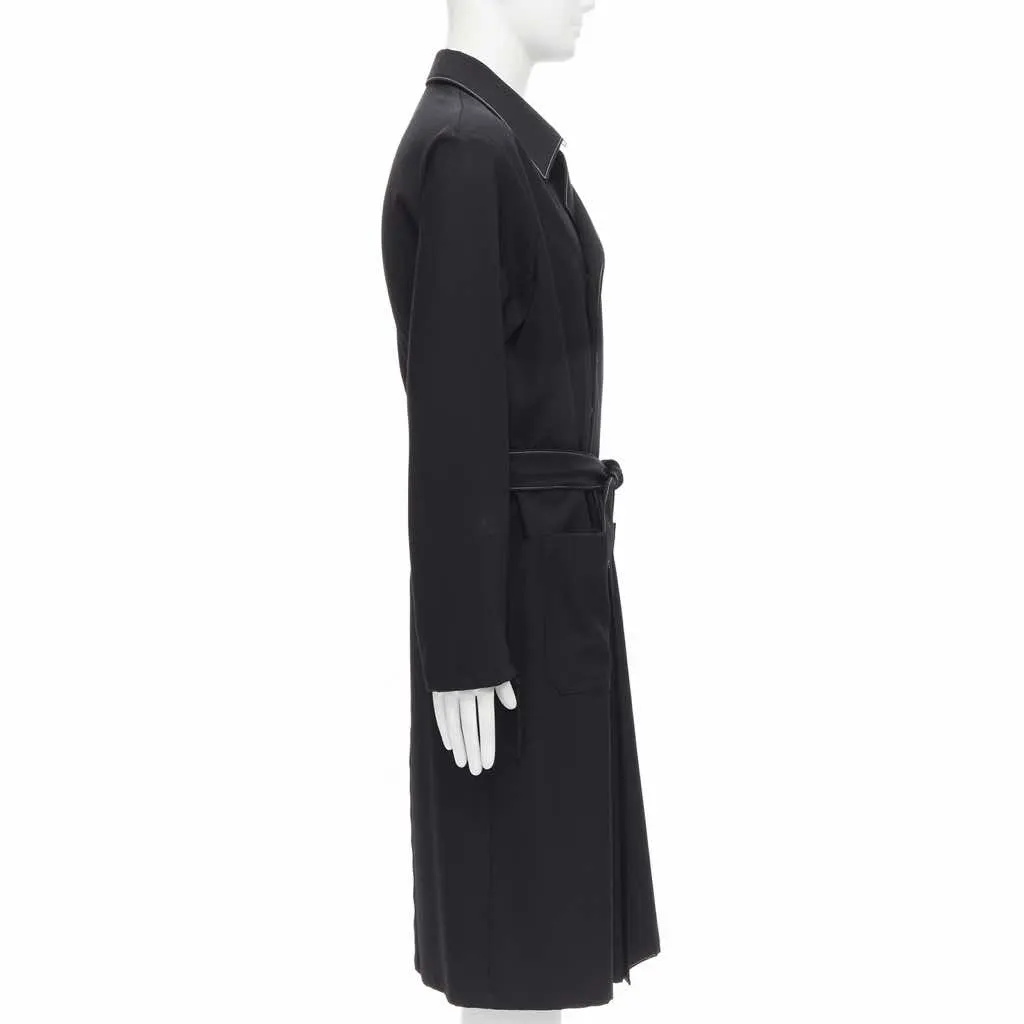 Yohji Yamamoto Black White Draped Coat Black Wool Very good - Box View