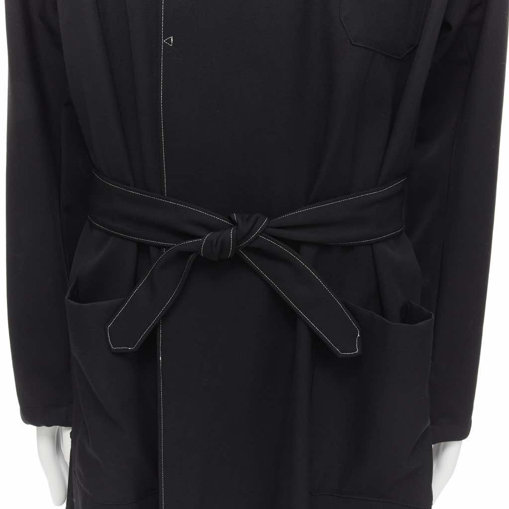 Yohji Yamamoto Black White Draped Coat - Image 10
