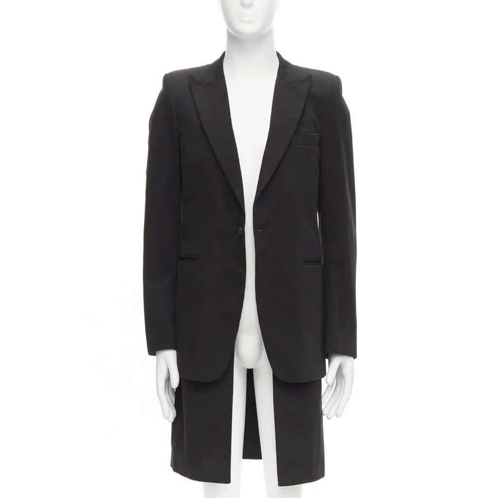 Raf Simons Black Layered Long Coat Black Cotton Very good - Front View