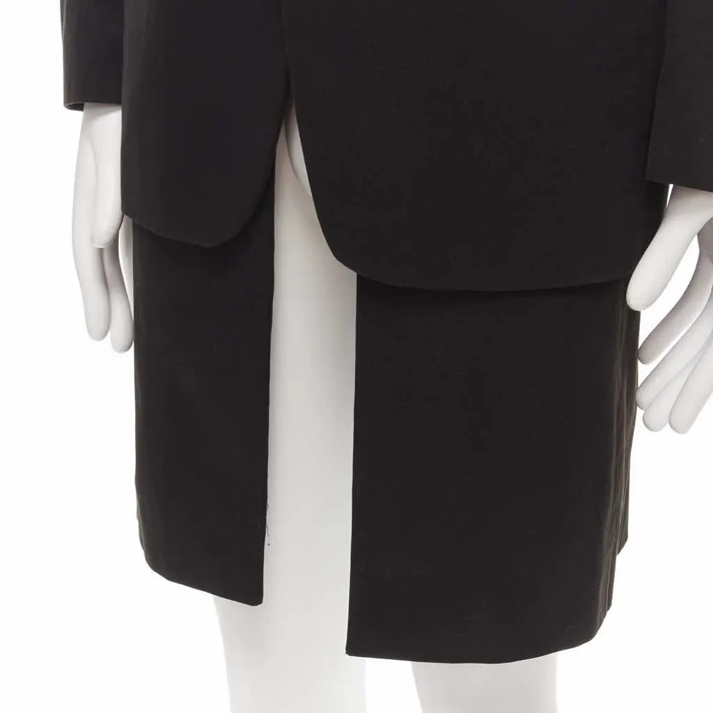 Raf Simons Black Layered Long Coat Black Cotton Very good - Back View