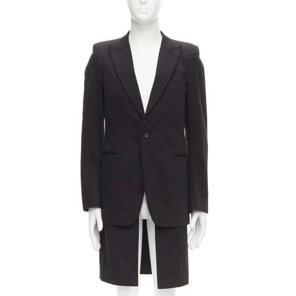 Raf Simons Black Layered Long Coat Black Cotton Very good - Inside View