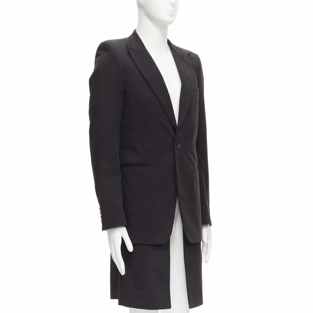 Raf Simons Black Layered Long Coat Black Cotton Very good - Model View