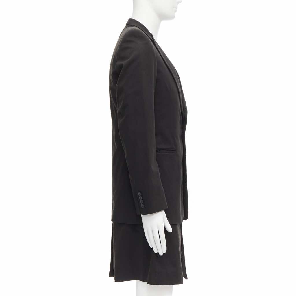 Raf Simons Black Layered Long Coat - Side view