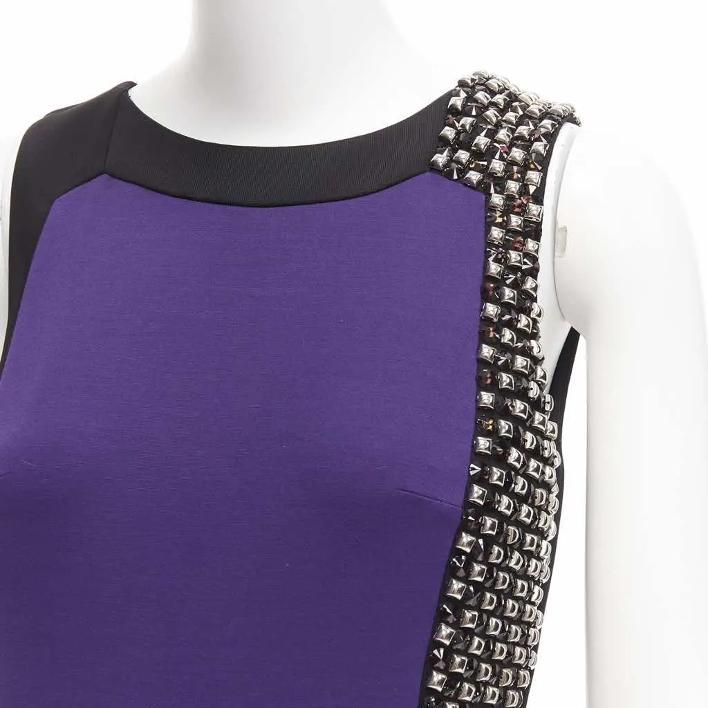 Versace Colorblock Mod Dress Purple Silk Very good - Back View