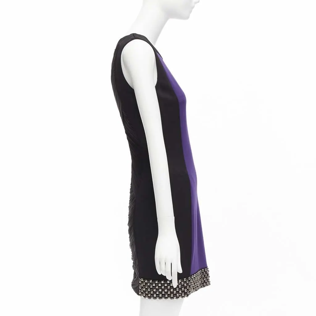 Versace Colorblock Mod Dress Purple Silk Very good - Model View