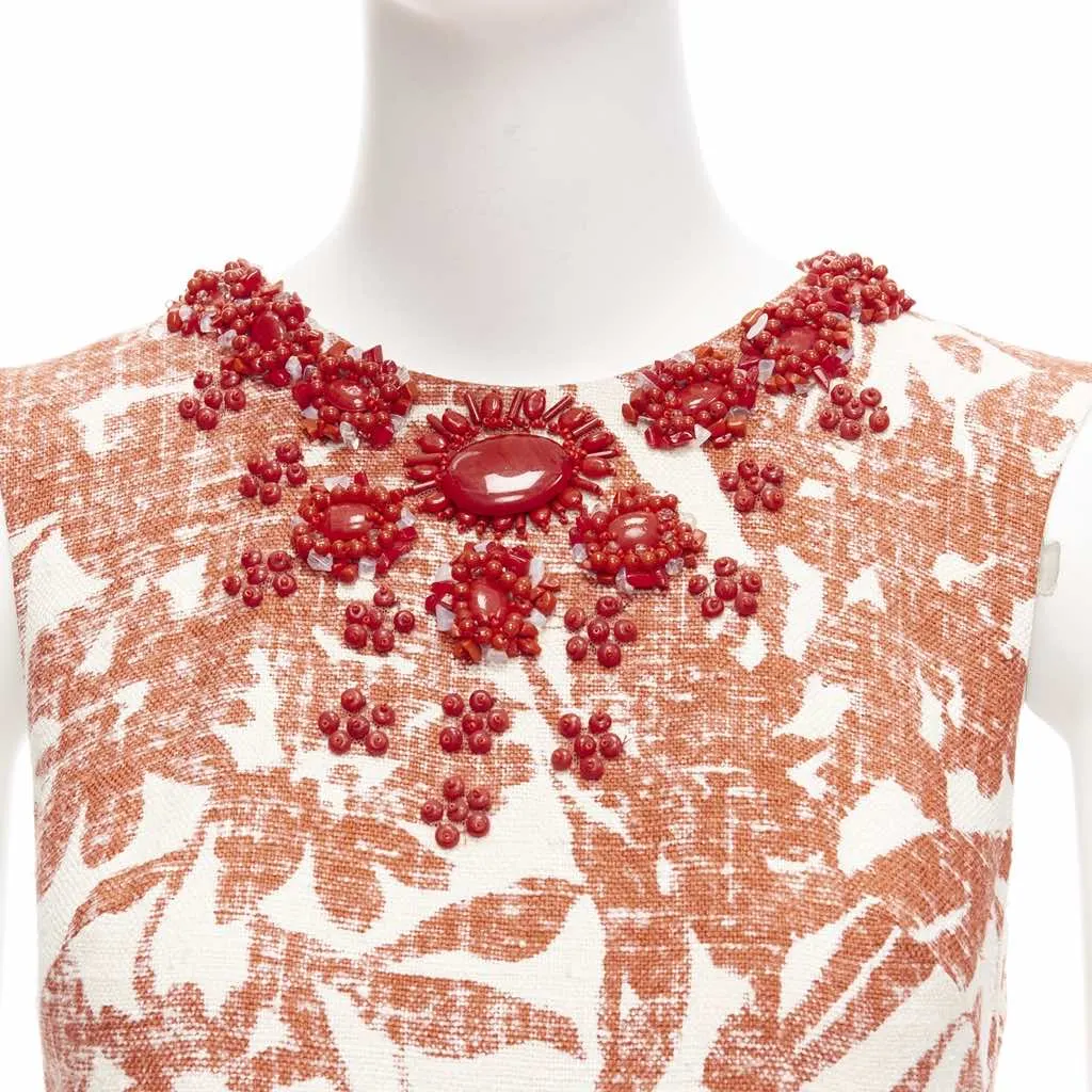 Monique Lhuillier Floral Collar Dress MultiColor Linen Very good - Back View