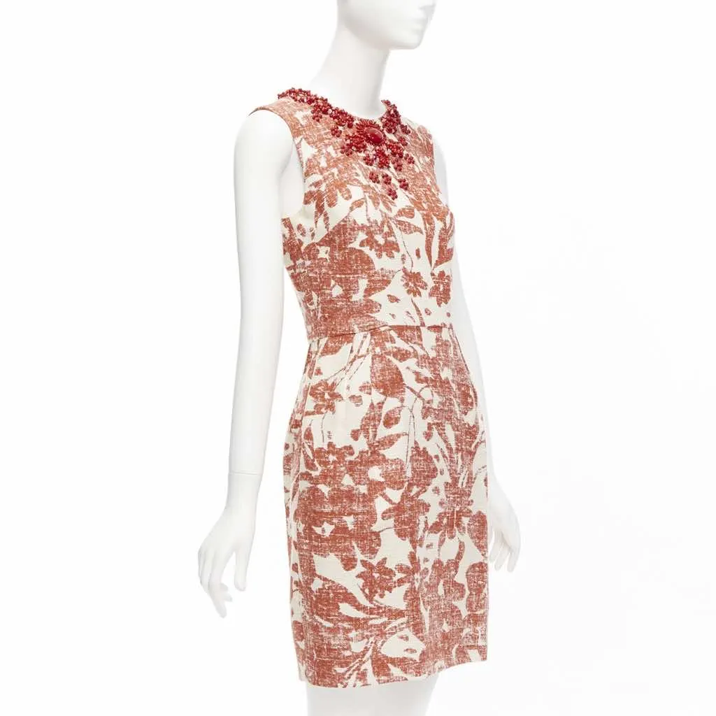 Monique Lhuillier Floral Collar Dress MultiColor Linen Very good - Inside View