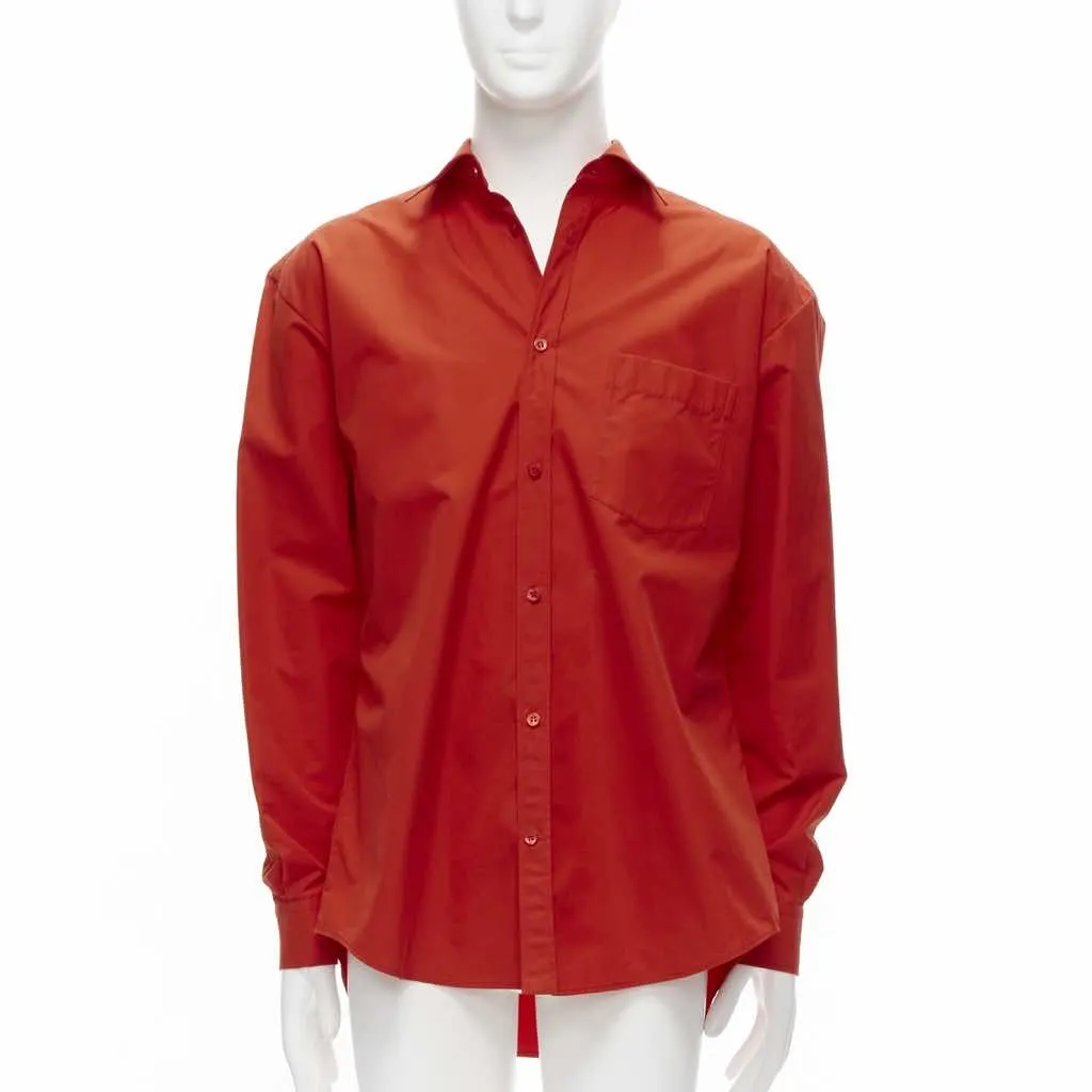 Balenciaga Swing Collar Shirt Red Cotton Good - Inside View