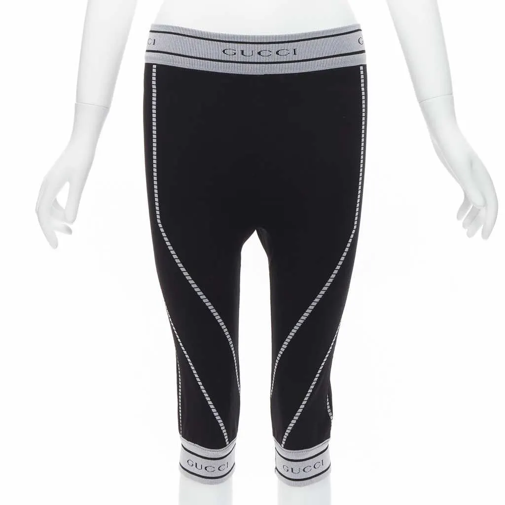 Gucci Ribbed Biker Leggings Black Very good - Front View