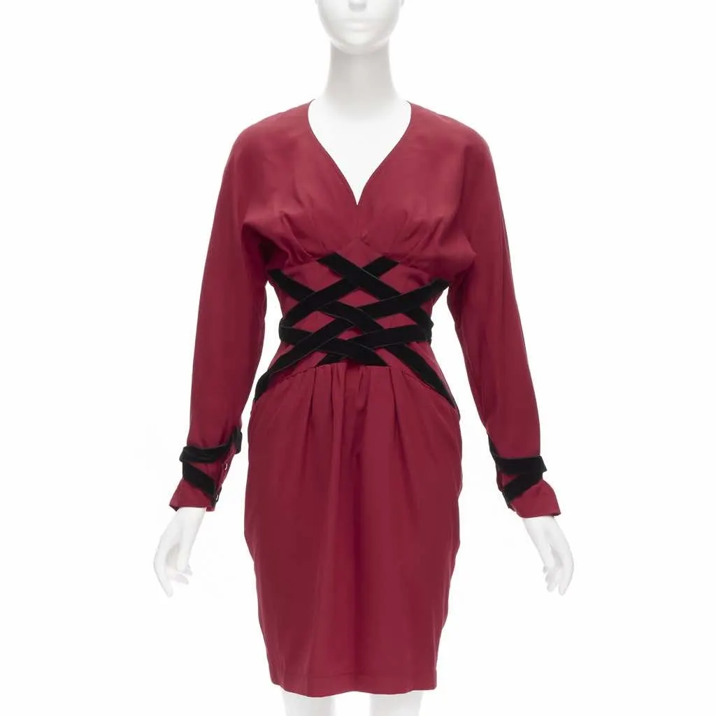 Thierry Mugler Crisscross Corset Dress Red Very good - Front View